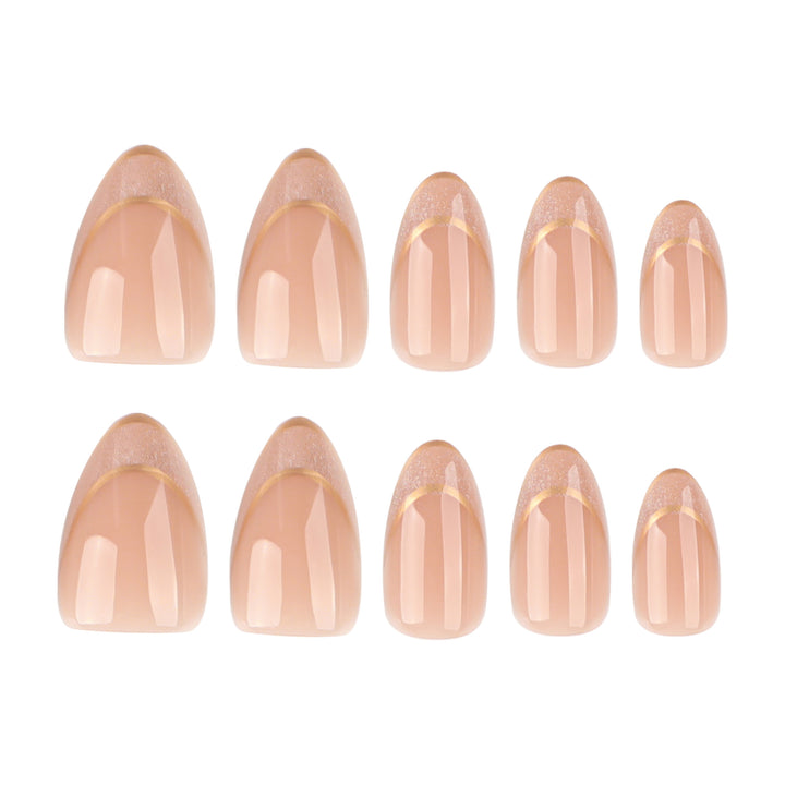 Elegante Gel-Nägel mit Glitzer- und French-Tip-Verzierung Karnz