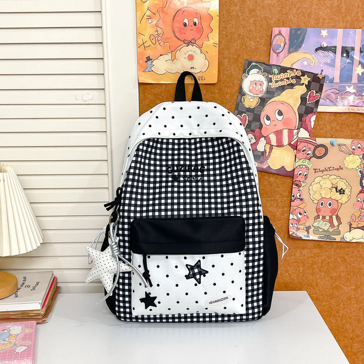 Stylischer Gingham-Muster Rucksack