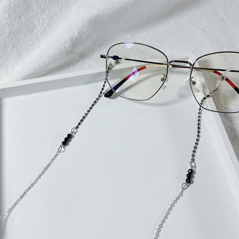 Elegante Brillenhalterkette mit Schwarzen Perlen Karnz