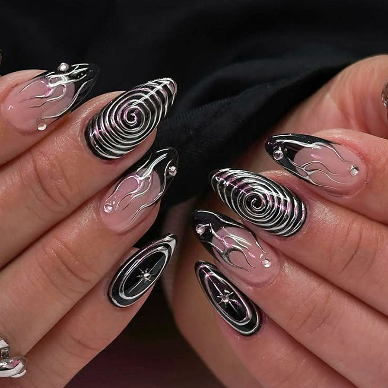 Künstlerische Stiletto Press-On Nail Art
