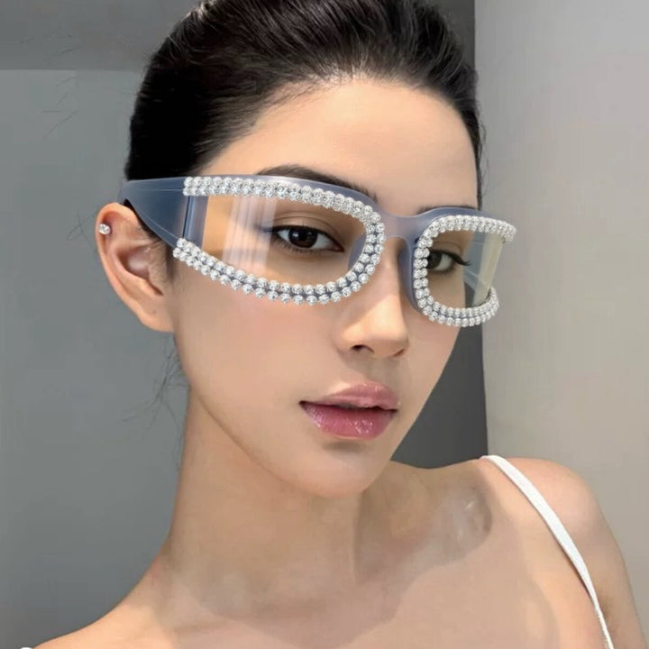 Damen modische und glamouröse Oversized-Sonnenbrille Karnz