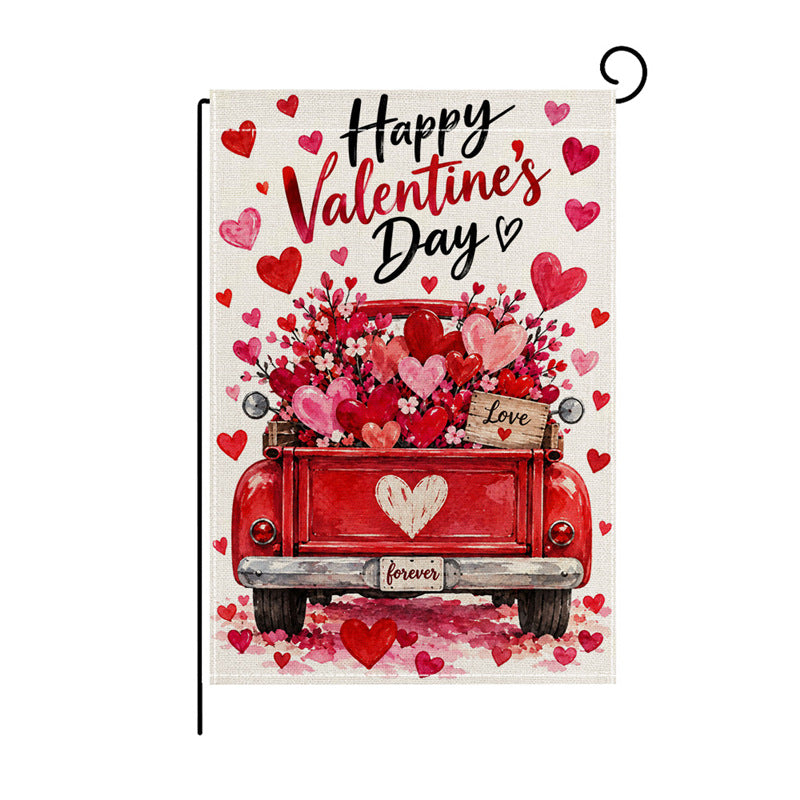 Valentinstag Blumendes Herz Gartenbanner Flagge mit Mastschlauch und wetterbeständigem Polyester