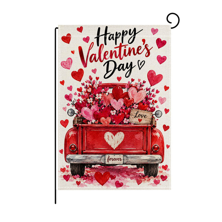 Valentinstag Blumendes Herz Gartenbanner Flagge mit Mastschlauch und wetterbeständigem Polyester