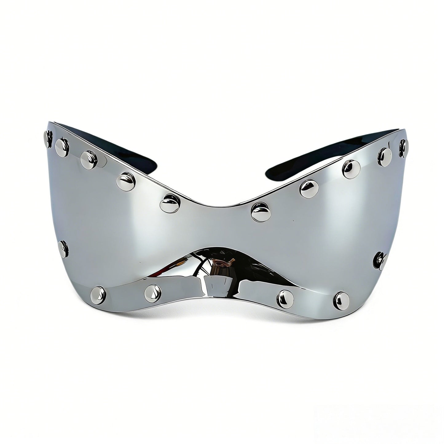 Damen futuristische Designer-Sonnenbrille mit dekorativen Metallelementen Karnz