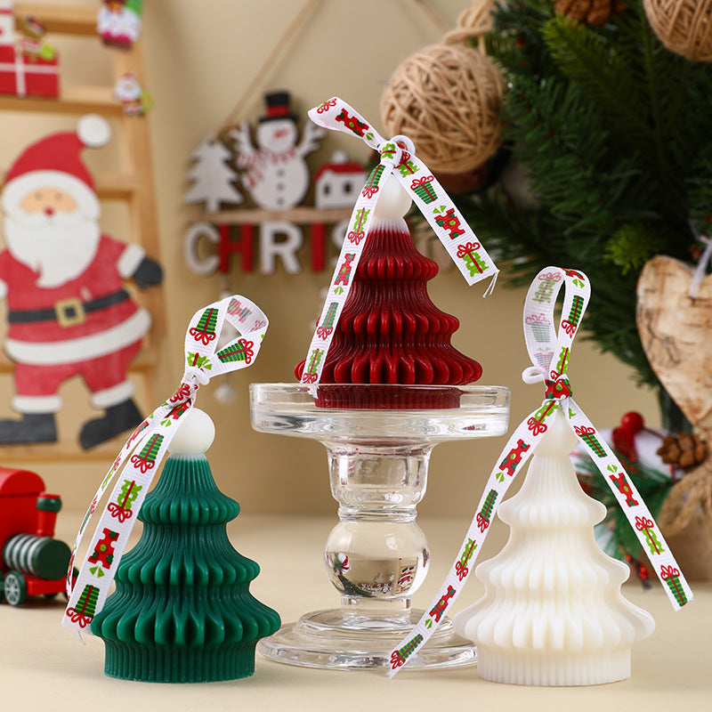 Handgegossene Weihnachtsbaum-Ornament Sojawachs-Kerze mit Dekoband und Geschenkschachtel