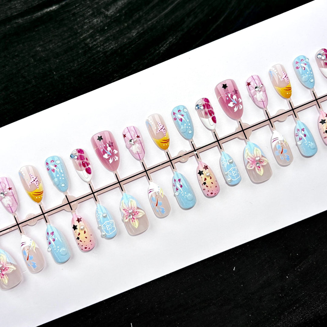 Elegante Polka Dot und Spitzen Press-On Nagel Set