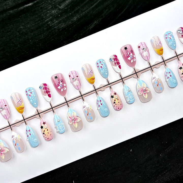 Elegante Polka Dot und Spitzen Press-On Nagel Set