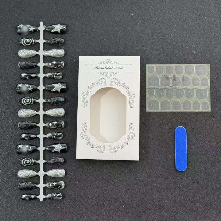 Künstlerisches schwarzes Nagelspitzen-Set Karnz