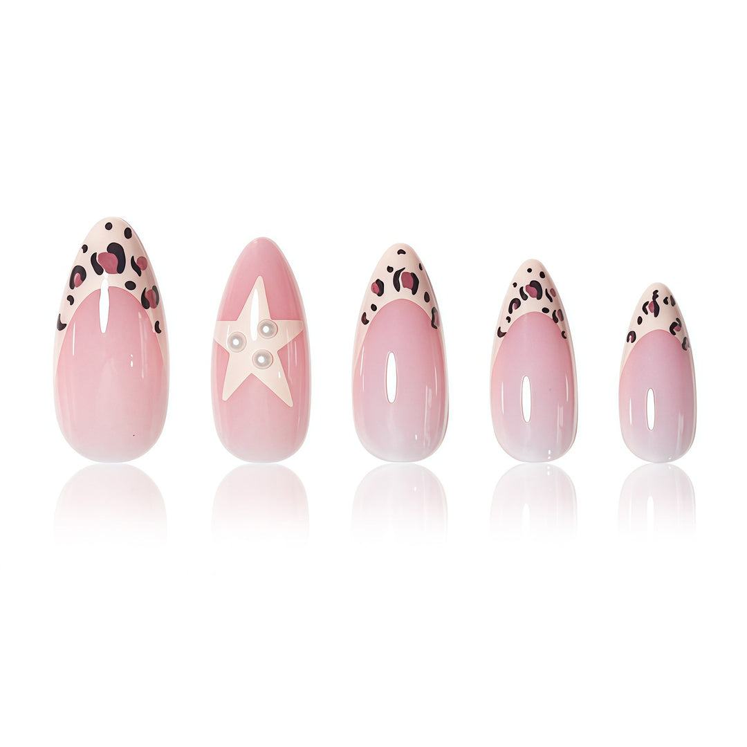 Künstlerischer Stern und Tierdruck Nagelkunst Extensions Karnz