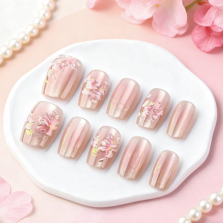 Floral Decorative Press-On Nail Set Karnz 1787543207