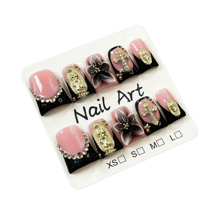 Künstlerisches verziertes Press-On-Nagelset