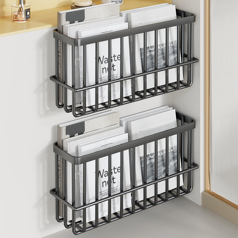 Schlank modular wandmontierter rostfreier Metallzeitschriften- und Dokumentenkorb