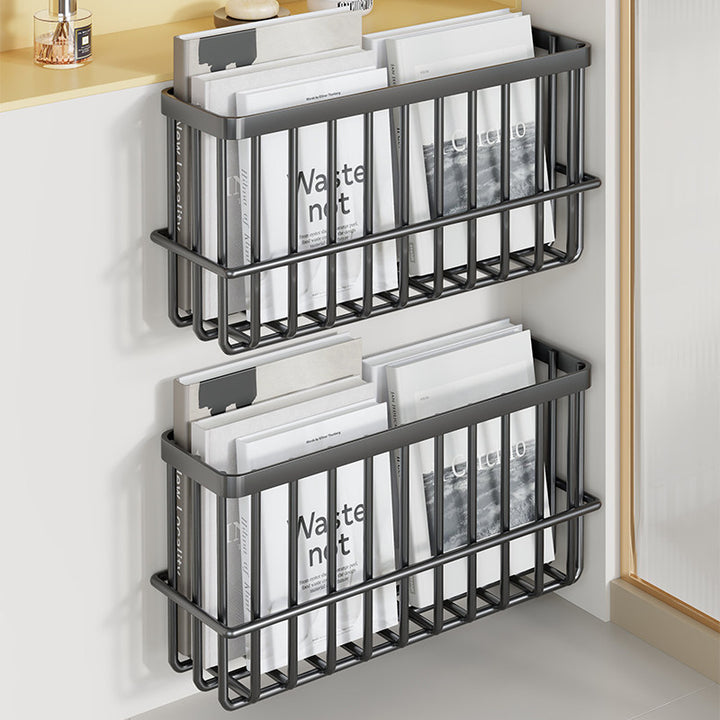 Schlank modular wandmontierter rostfreier Metallzeitschriften- und Dokumentenkorb
