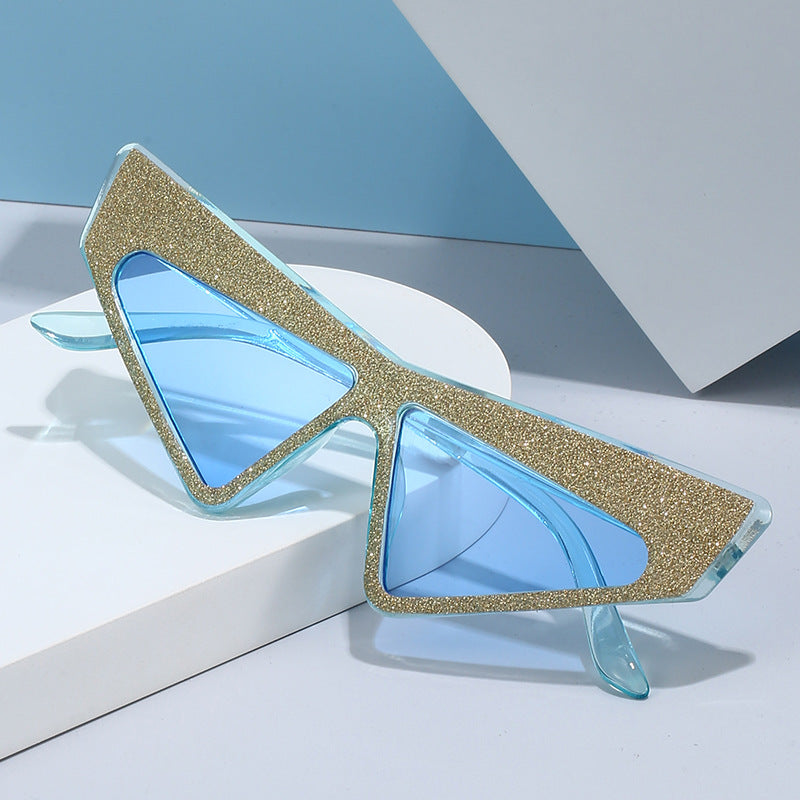 Damen futuristische Sonnenbrille mit glitzerndem Rahmen Karnz