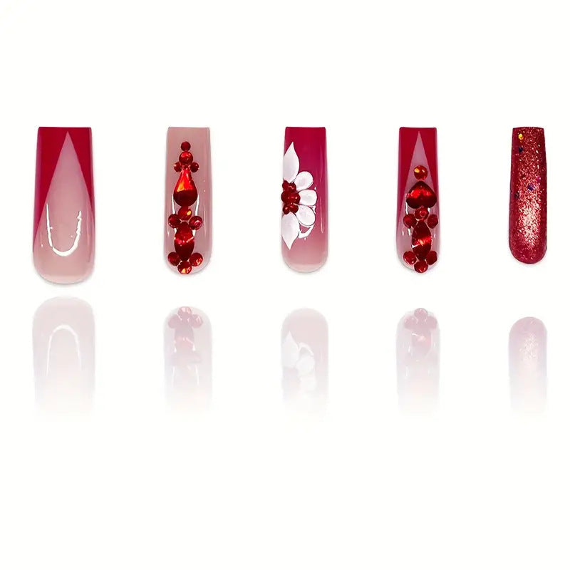 Glamouröse 3D Blumennagelverzierung Karnz