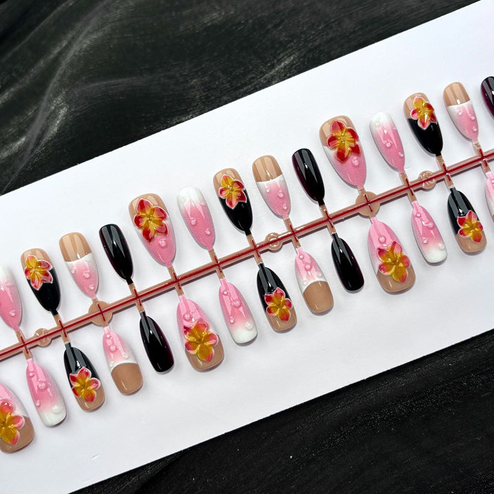 Floral Dekorative Press-On Nagelset