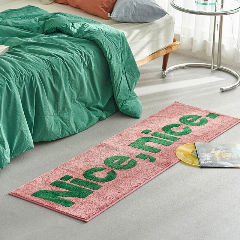Langer Plüsch Slogan Schlafzimmer Läufer Teppich mit rutschfester Rückseite