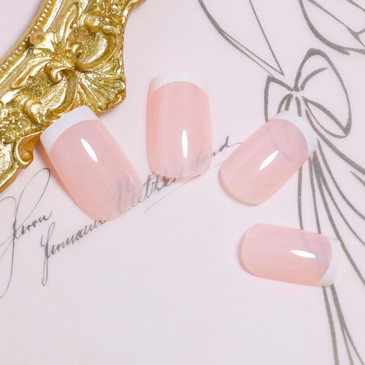 Elegante French Tip Drucknägel Set Karnz