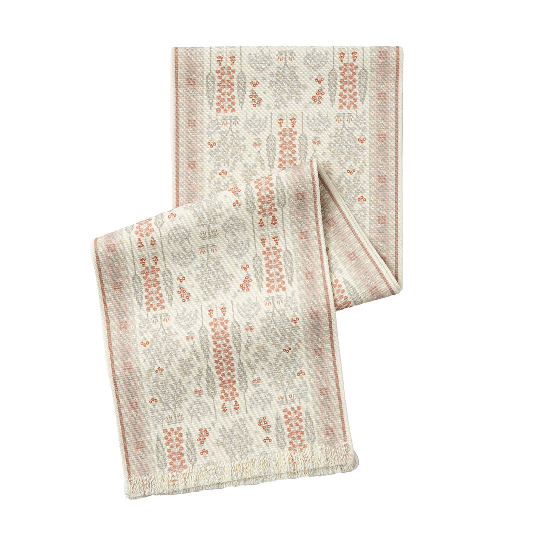 Gewebter Läufer mit vintage‑orientalischem Blumenmuster und Fransen