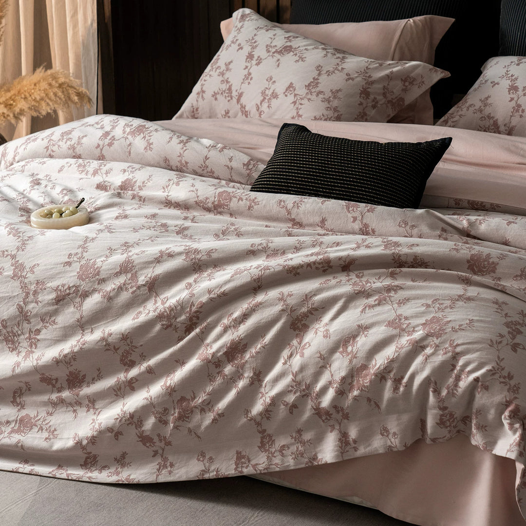 Luxus Baumwollsatin Wendebettbezug Set mit scrollendem Jacquarddruck und maßgeschneideter Säume
