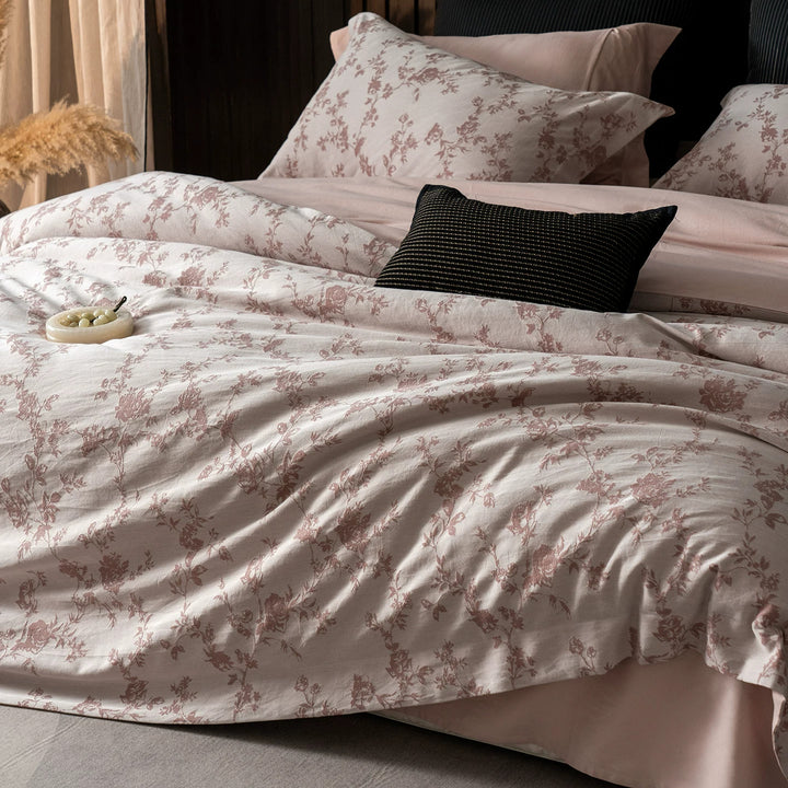 Luxus Baumwollsatin Wendebettbezug Set mit scrollendem Jacquarddruck und maßgeschneideter Säume