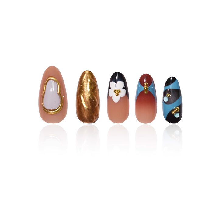 Künstlerisches 3D Blumen Nageldesign Karnz