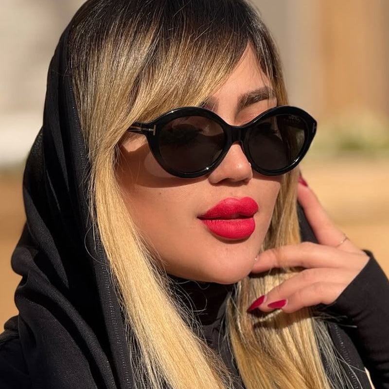 Damen modische Sonnenbrille mit innovativem ovalen Rahmen und UV-Schutz Karnz