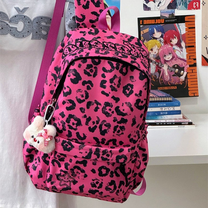 Mode-Bewusster Leoparden-Print Rucksack Karnz