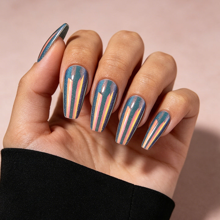 Glänzende lange Stiletto Presse-auf Nägel Karnz