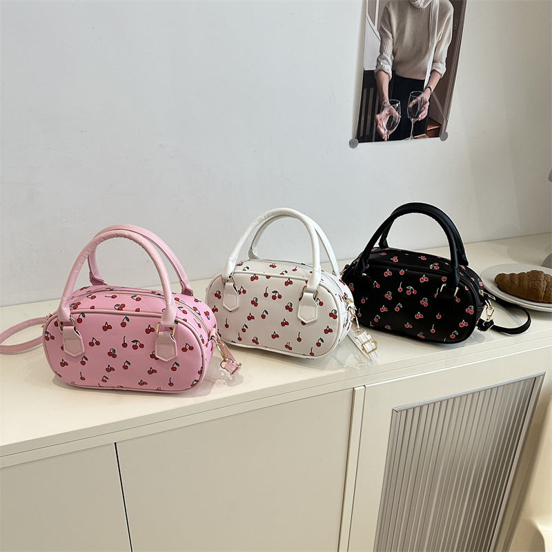 Verspielte Kirschmuster Mini-Handtasche Karnz