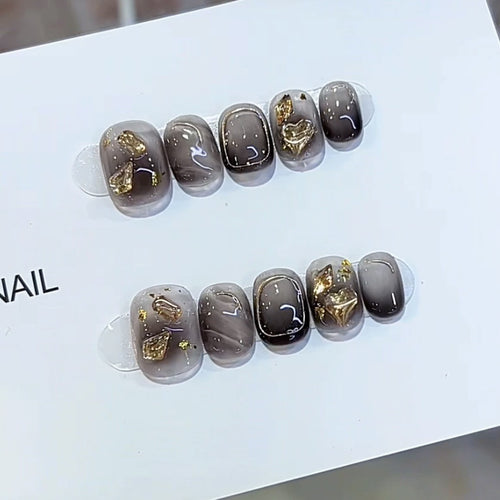 Künstlerisches Marmor-Effekt Press-On-Nagelset Karnz