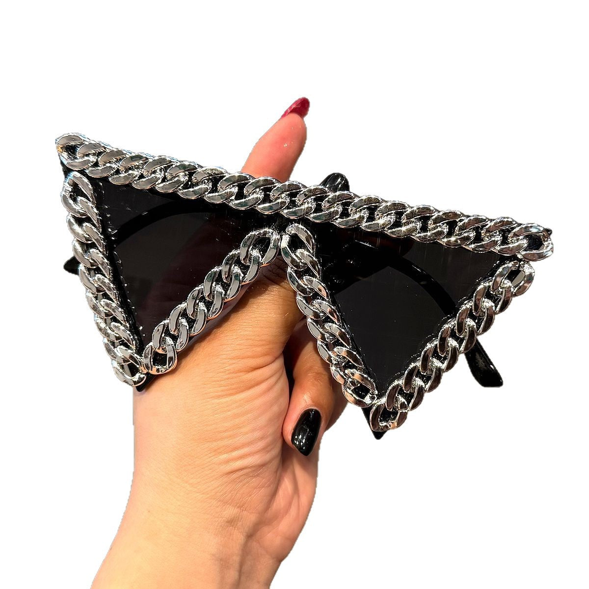 Damen trendige Sonnenbrille mit auffälligem Kettenrahmen Karnz