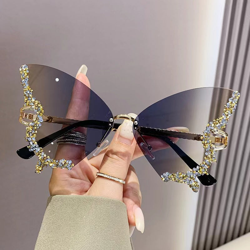 Damen extravagante Flügel-Sonnenbrille Karnz