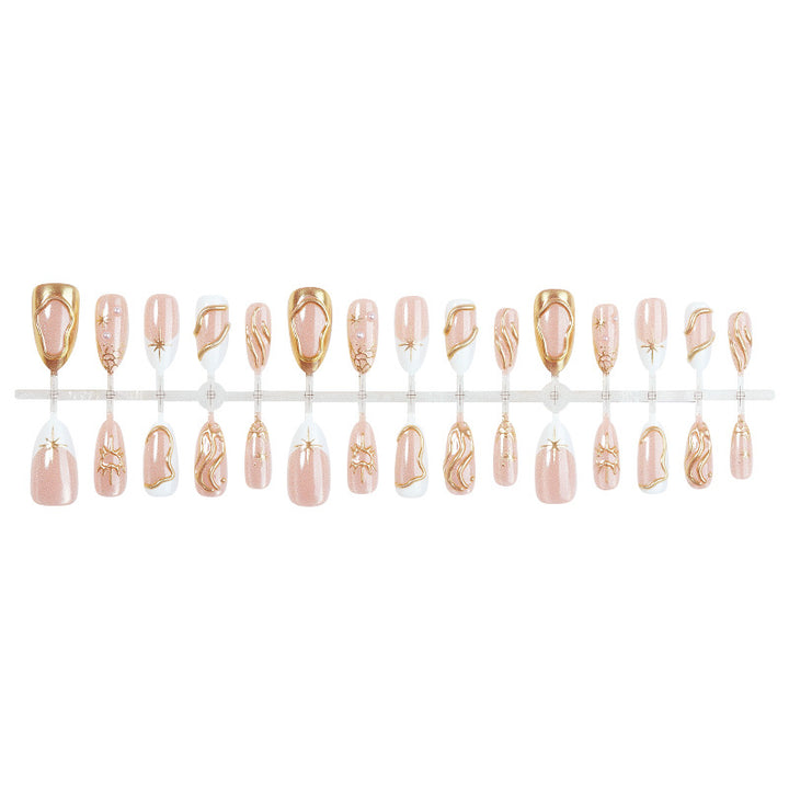 Dekoratives Press-On Nagelkunstset mit eleganten goldenen Akzenten Karnz 1788495840