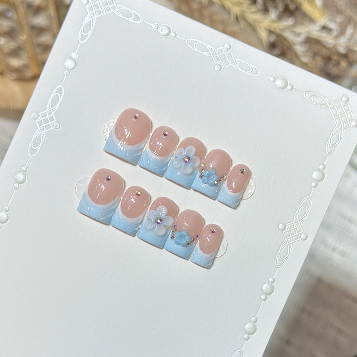 Künstlerisches Blumenkunst-Press-On-Nagelset 1790734496