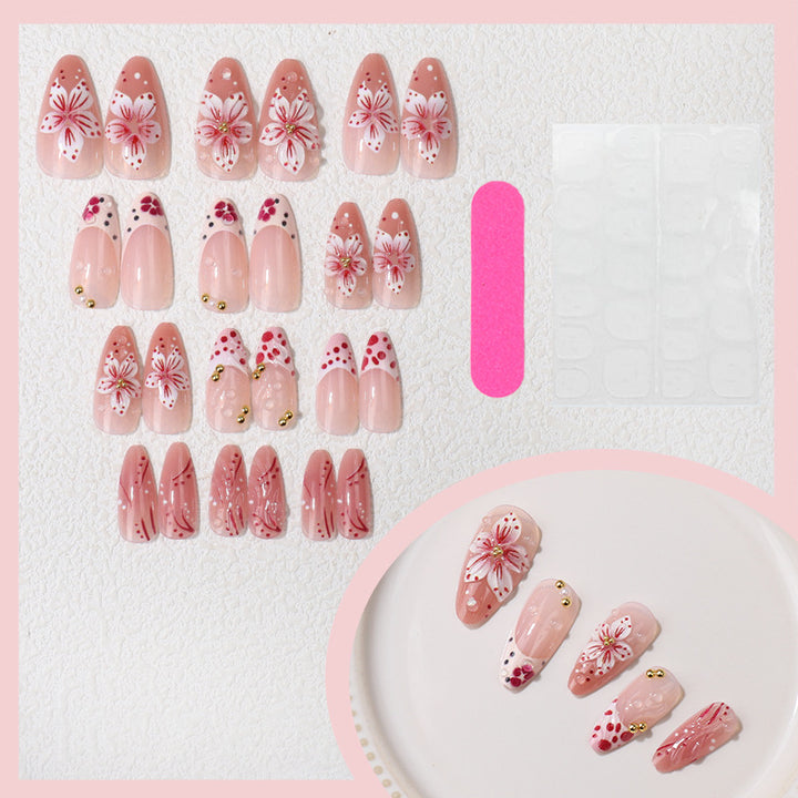 Premium Dekorative Florale Press-On Nagelspitzen Karnz
