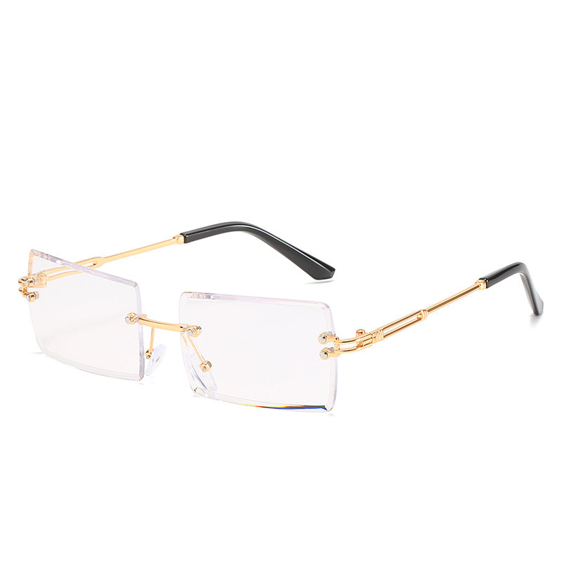 Damen modische Sonnenbrille mit einzigartigem rechteckigen Rahmen und funkelnden Details Karnz