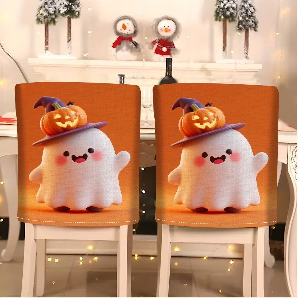 Elastische Stuhlrückenbezüge mit Halloween-Katzenmotiv