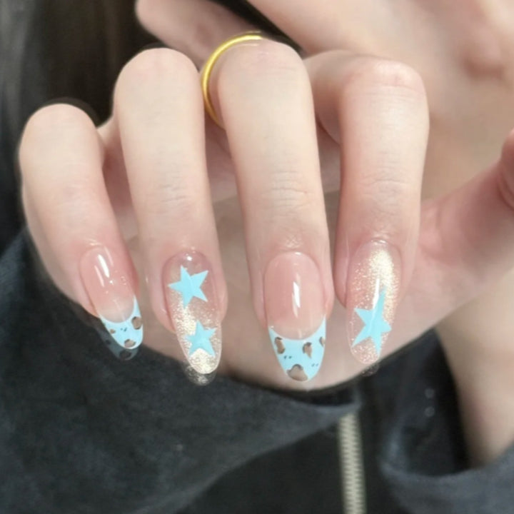 Themen Press-On Nail Set mit Stern- und Tierdruck Karnz