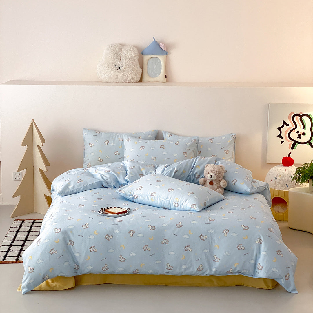 Children's Printed Cotton Duvet Cover Set with Matching Pillowcases