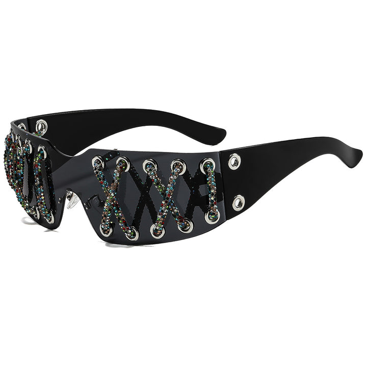 Damen futuristische Design-Sonnenbrille mit einzigartigem Dekor Karnz