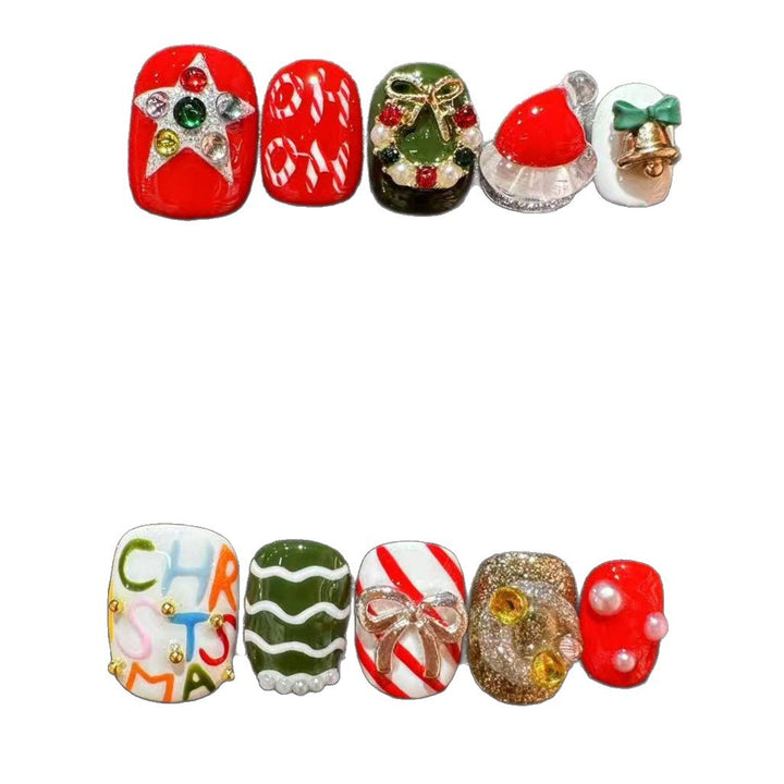 Handgemachtes, urlaubsbezogenes Press-On Nail Art Set