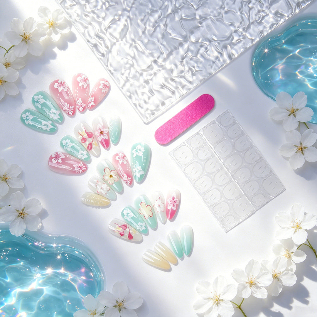 Elegante Kunstnagelkollektion mit floralen Motiven Karnz