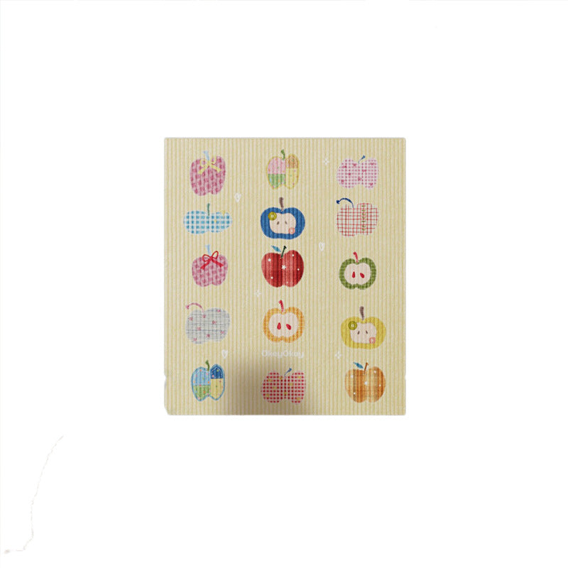 Absorbent Ribbed Microfiber Multi-Purpose Kitchen & Pet Mat with Playful Apple Patchwork Print