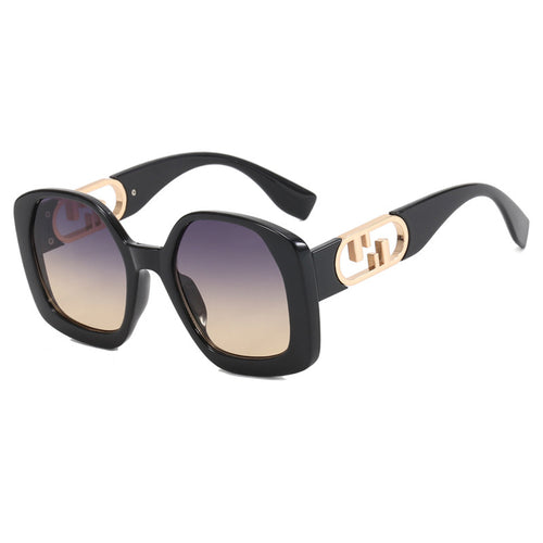 Damen oversized Sonnenbrille mit extravagantem geometrischen Rahmen und eleganten Akzenten Karnz