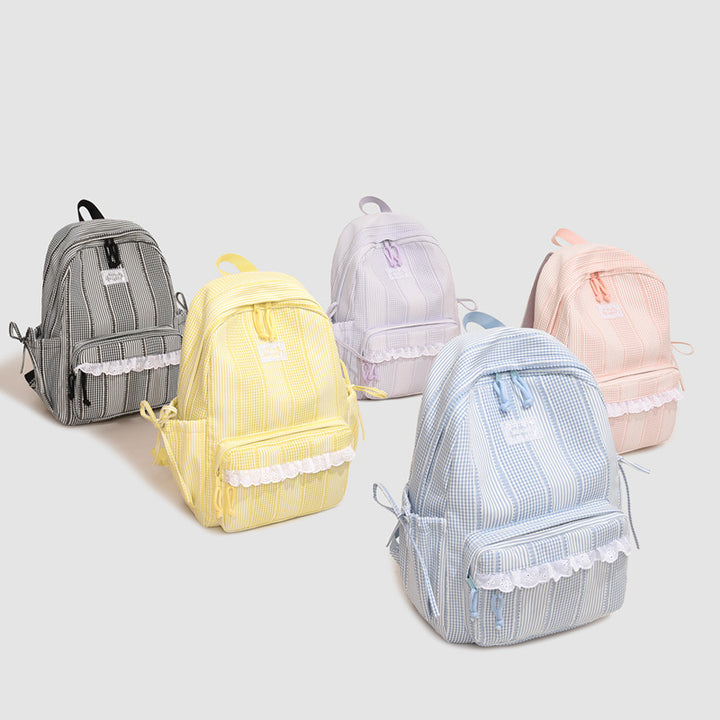 Stylischer gestreifter Rucksack mit Spitzenbesatz Karnz