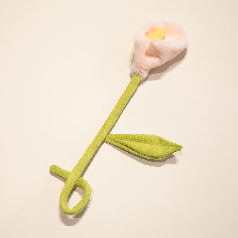 Plüsch Cordhosen Tulpe Katzenspielzeug mit flauschigem Pom-Bud & flexiblem Stiel Karnz