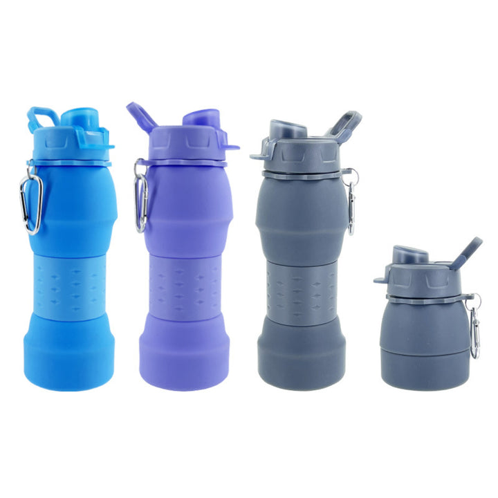 Unisex Silikon Trinkflasche mit Karabinerhaken und Faltmechanismus Karnz