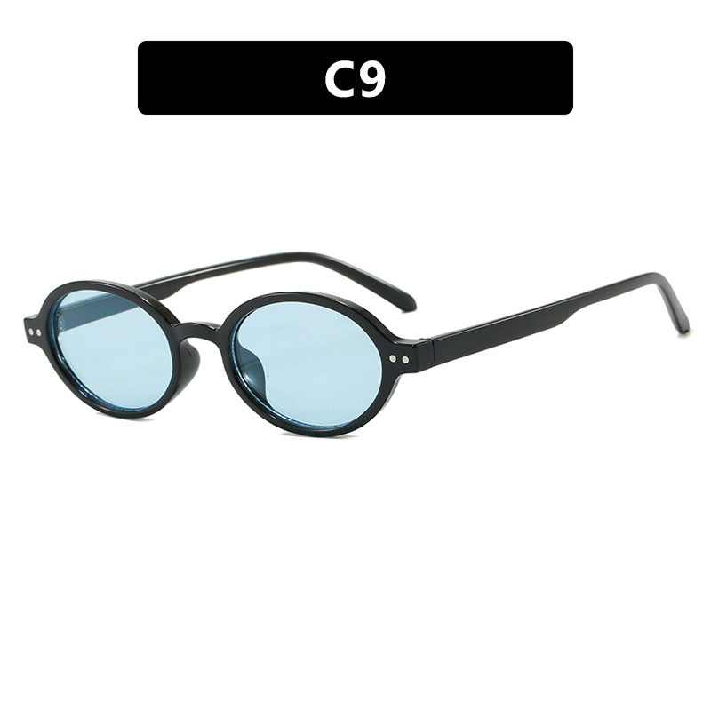 Damen modische ovalförmige Sonnenbrille mit ausgefallenem Rahmen Karnz