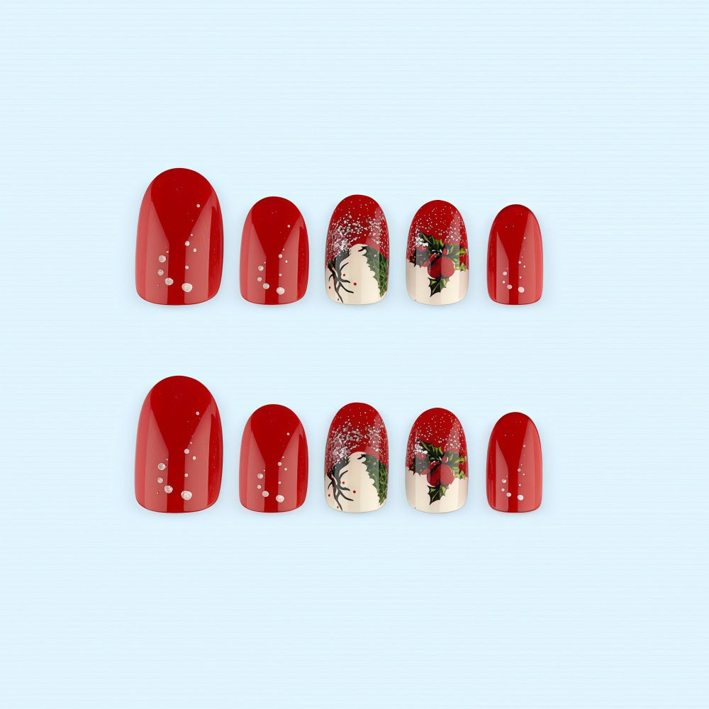 Weihnachtskunstnägel mit festlichem Glitzermuster und Weihnachtsmotiven Karnz